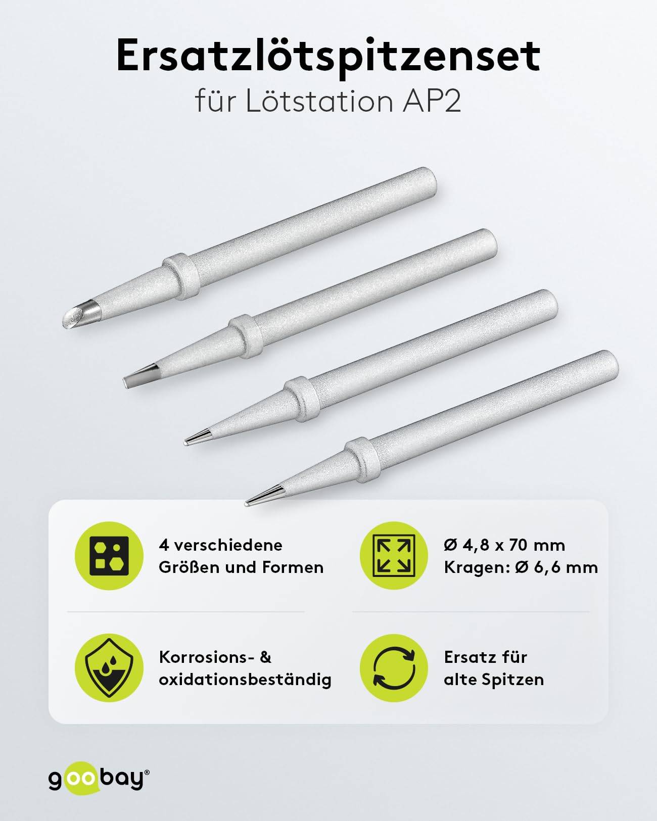 Kit de pannes à souder de rechange Goobay pour station de soudage AP 2, 4 versions différentes - pannes à souder de...-1