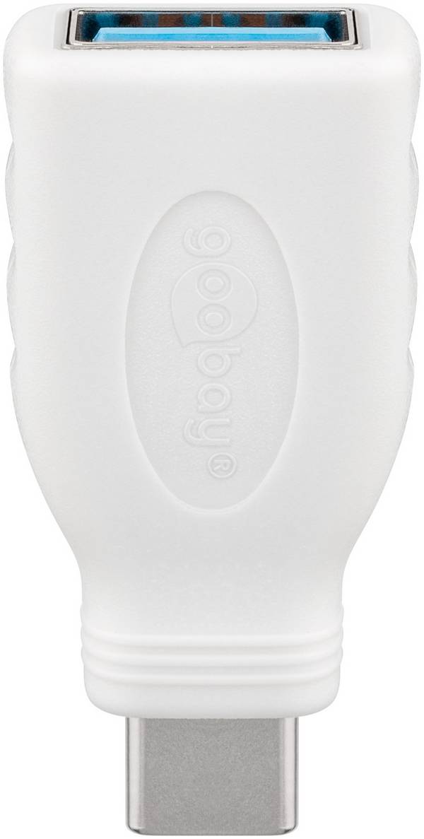 Adaptateur de téléphone portable Goobay Goobay 66262 USB-C Adapter auf USB Mini Stecker Ladekabel USB-A Typ A 3.0 OTG - [1x USB-C® mâle - 1x USB mâle] - 20.00 cm - blanc avec fonction OTG