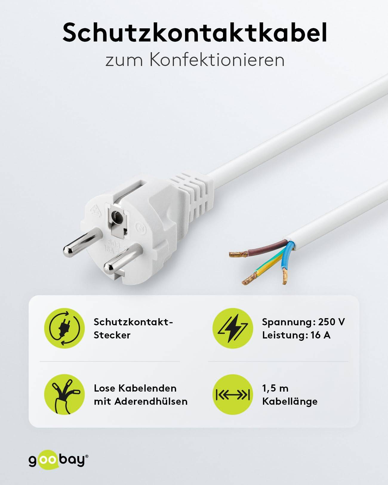 Goobay 51328 alimentation Cordon électrique blanc 1.5 m-2