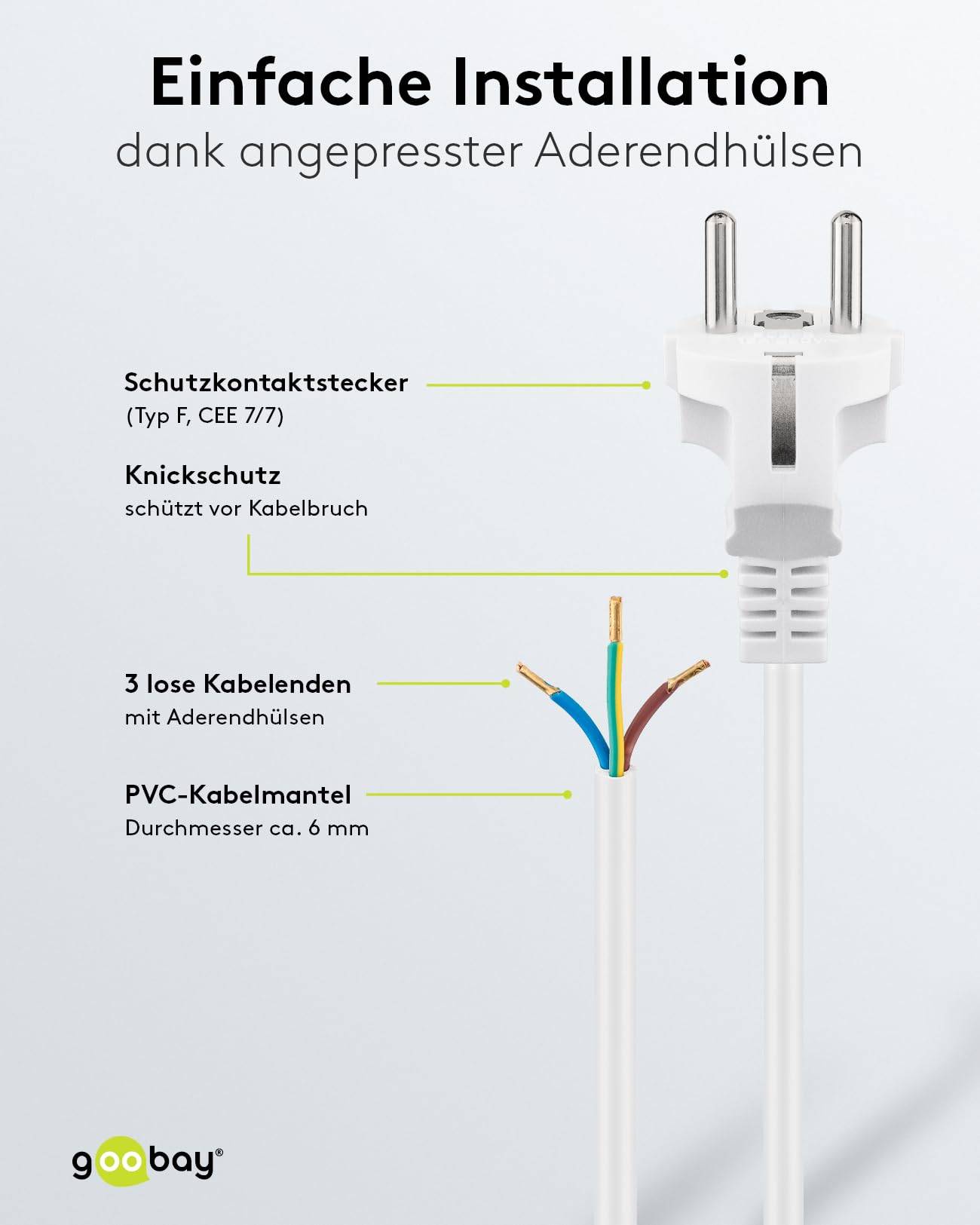 Goobay 51328 alimentation Cordon électrique blanc 1.5 m-3