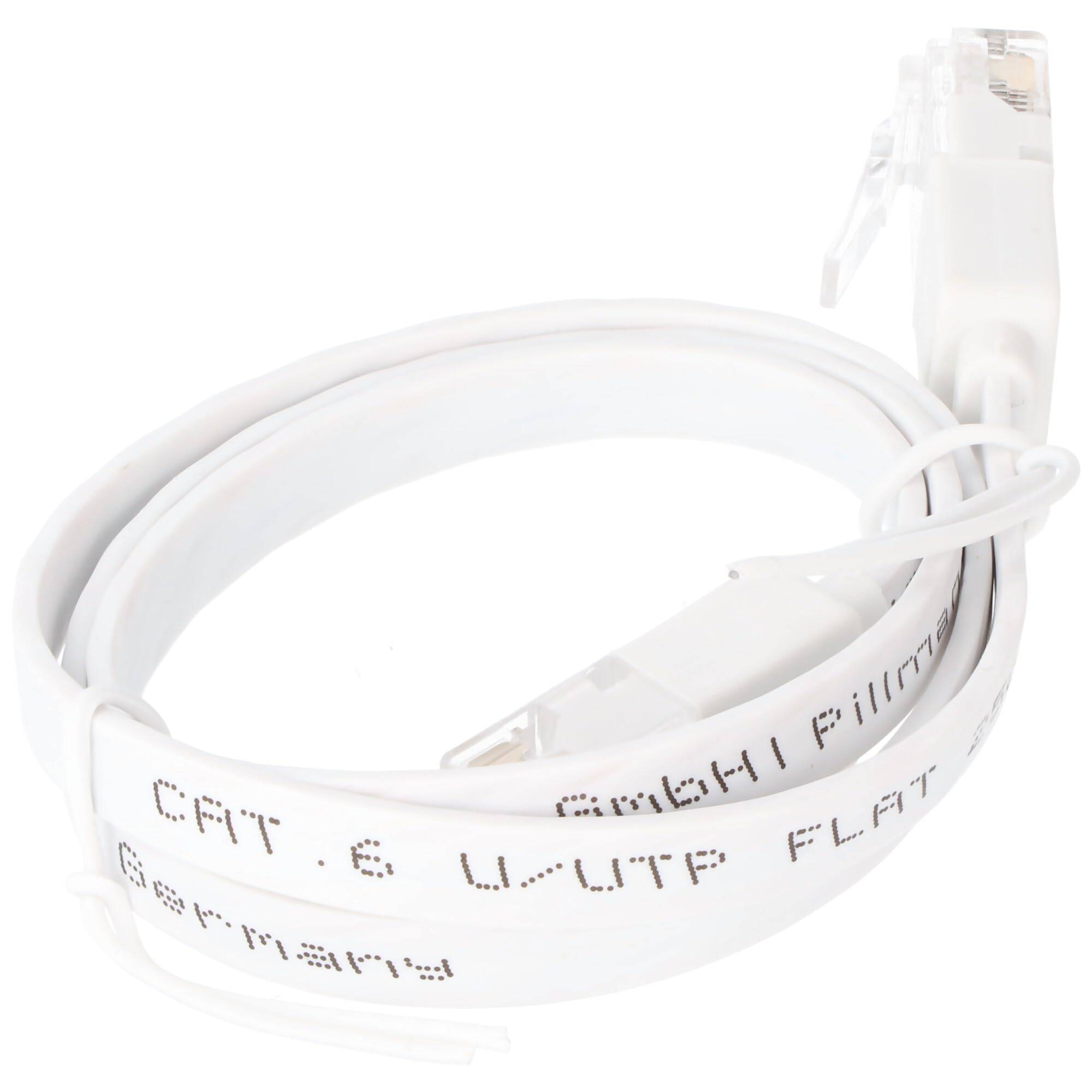 Câble patch plat Goobay CAT 6, U/UTP, blanc 0,5 m-1