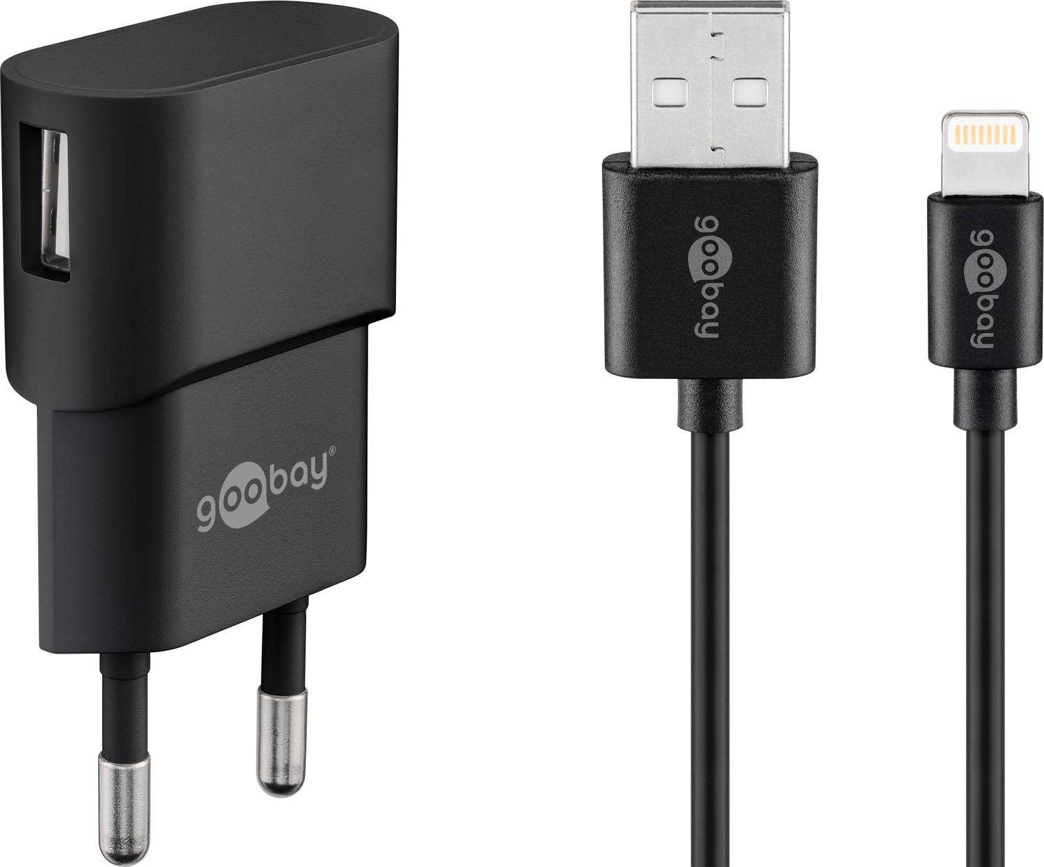 Kit de charge Goobay Apple Lightning (5 W) - bloc d'alimentation avec câble Apple Lightning 1 m (noir)-0