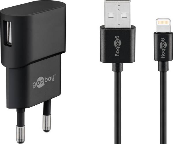 Kit de charge Goobay Apple Lightning (5 W) - bloc d'alimentation avec câble Apple Lightning 1 m (noir)