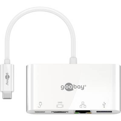 Adaptateur multiport Goobay USB-C™ HDMI+Ethernet, PD, blanc - ajoute un port Ethernet, un port HDMI™ et un port USB...-0
