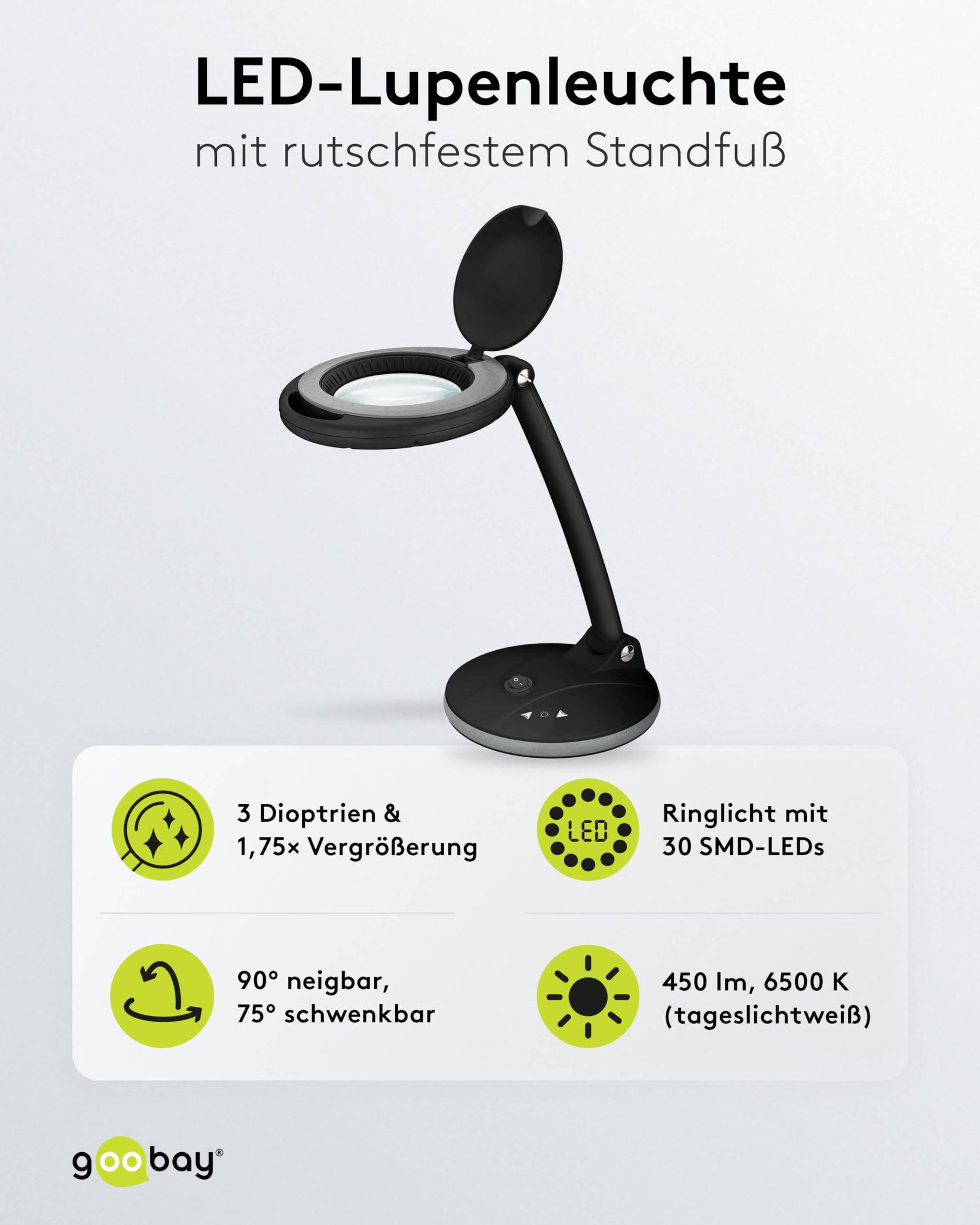 Goobay - Lampe loupe sur pied LED 6 W, noire-1