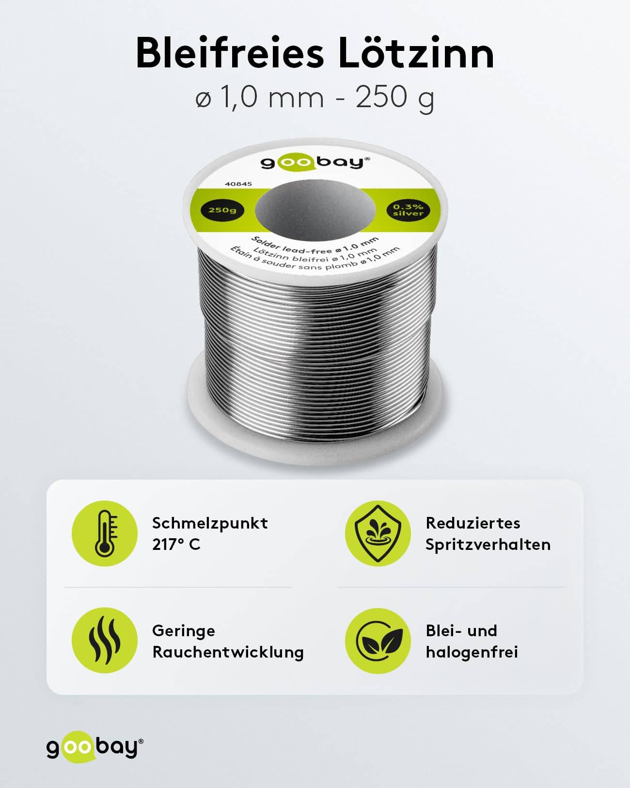 Goobay LZ 1.0mm 250g - bleifrei - Essential Étain à souder bobine Sn99,3Cu0,7 250 g 1 mm-1