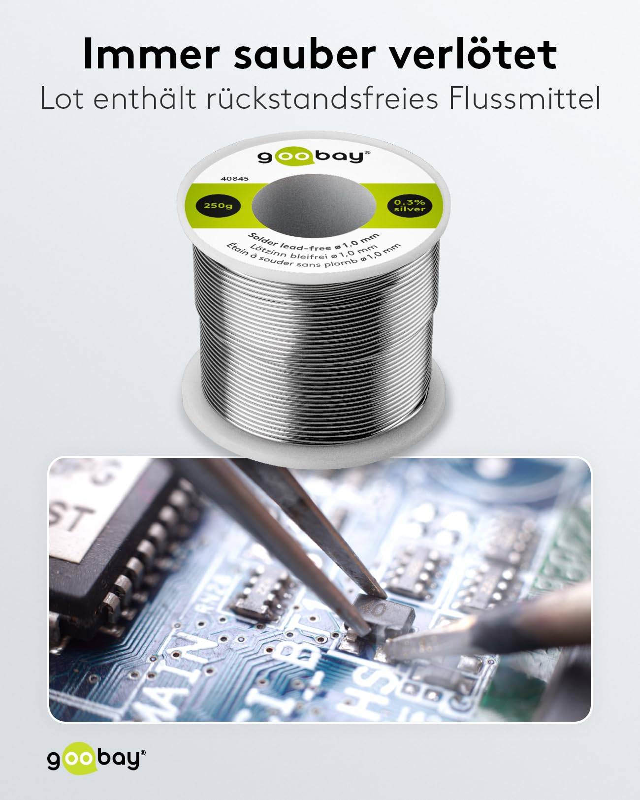 Goobay LZ 1.0mm 250g - bleifrei - Essential Étain à souder bobine Sn99,3Cu0,7 250 g 1 mm-4