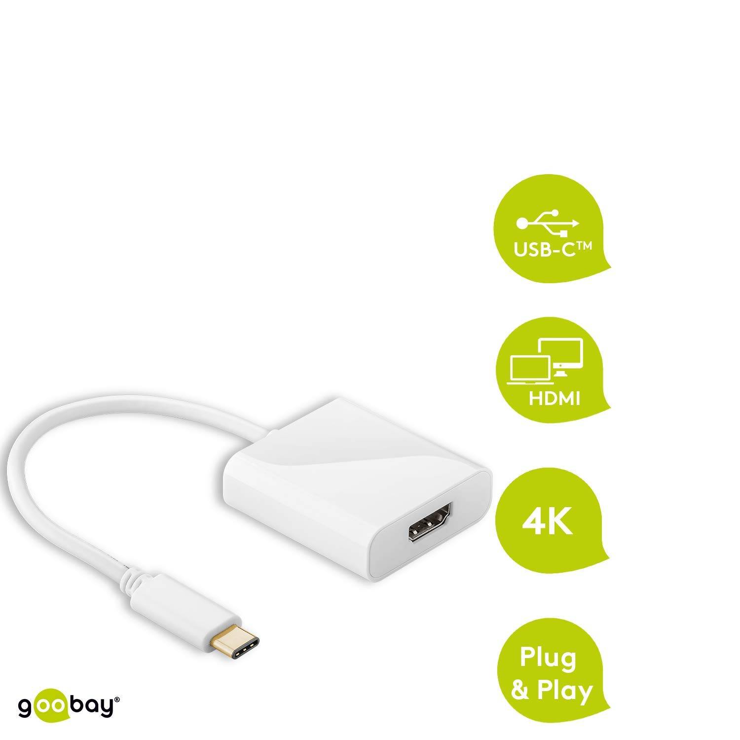 Adaptateur USB-C HDMI, fiche USB-C blanche > prise HDMI (type A)-1