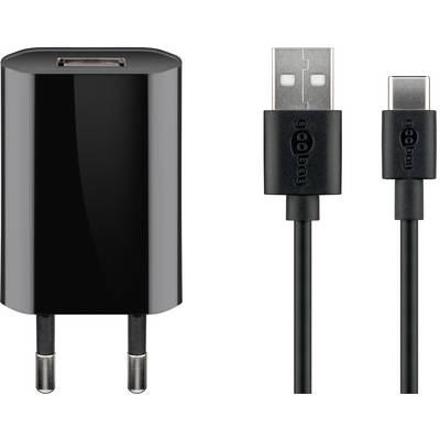 Kit de charge Goobay USB-C™ 1 A - bloc d'alimentation avec câble Type-C™ 1 m (noir)-0