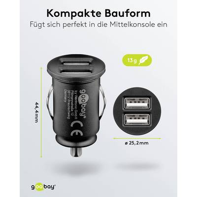 Chargeur voiture double USB (2xUSB) 12W max 2.4A (12/24V) 2xUSB-2
