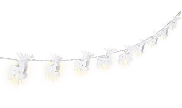 Chaîne lumineuse LED Goobay 10 "Renne", blanc - avec fonction minuterie, blanc chaud (3000 K), à piles