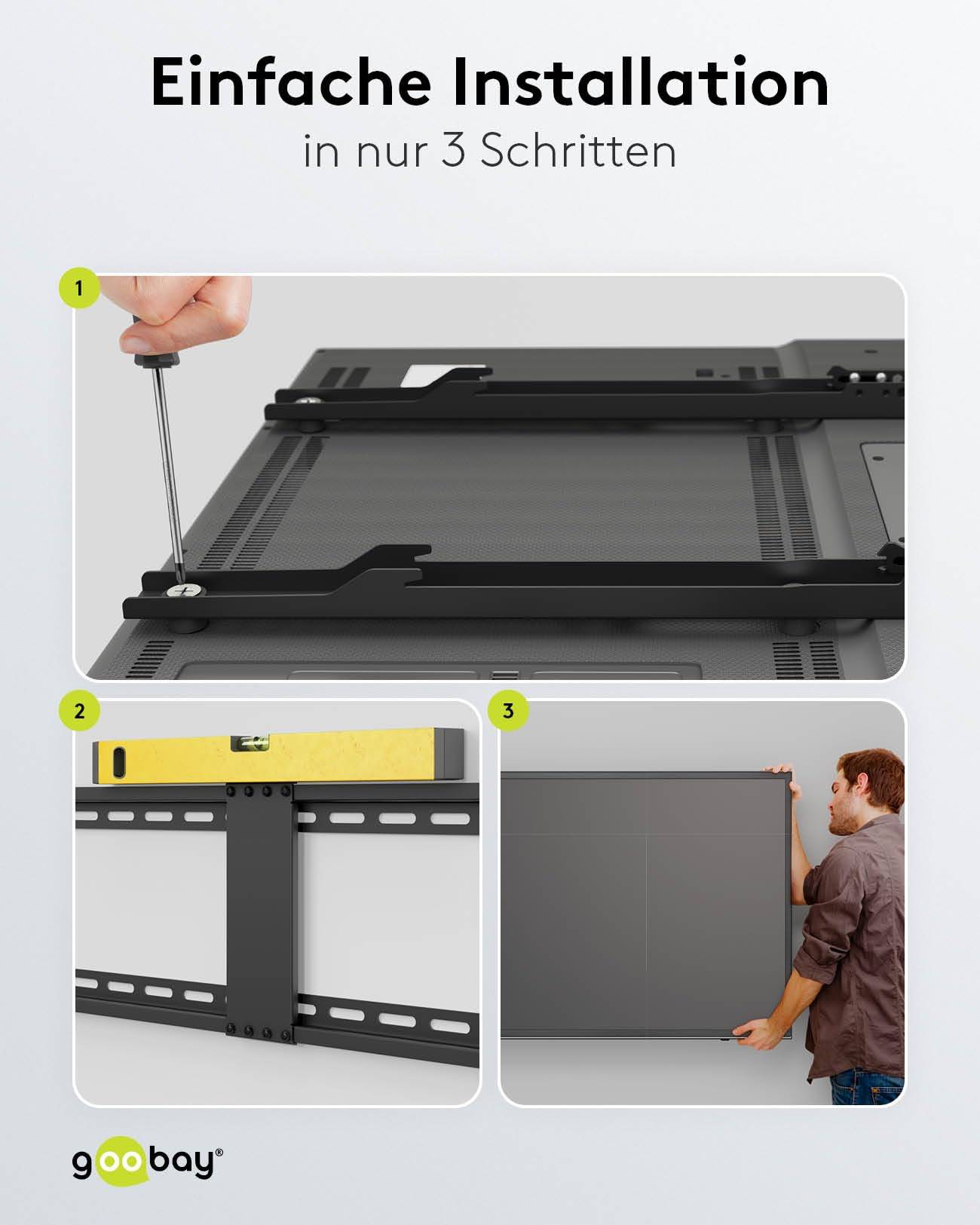 Goobay TV wall mount Basic FIXED (XL) - support pour téléviseurs de 43 à 100 pouces (109-254 cm) jusqu'à 75 kg-6