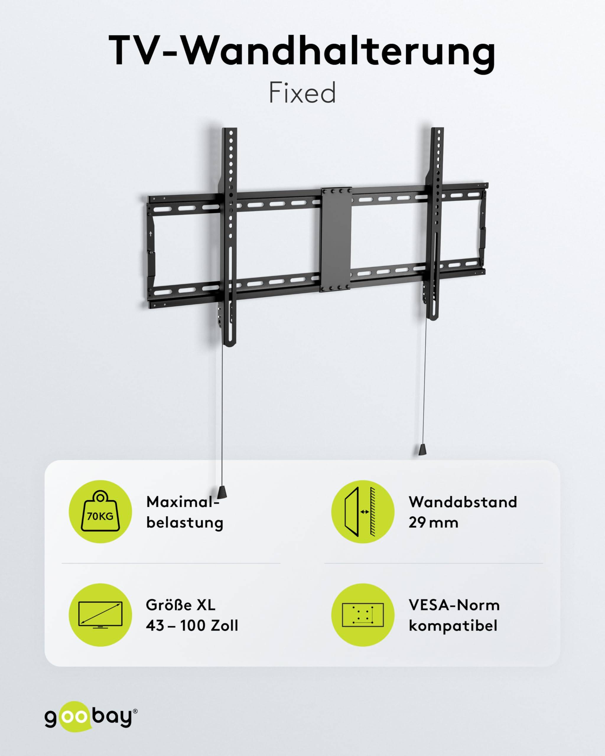 Goobay TV wall mount Basic FIXED (XL) - support pour téléviseurs de 43 à 100 pouces (109-254 cm) jusqu'à 75 kg-1