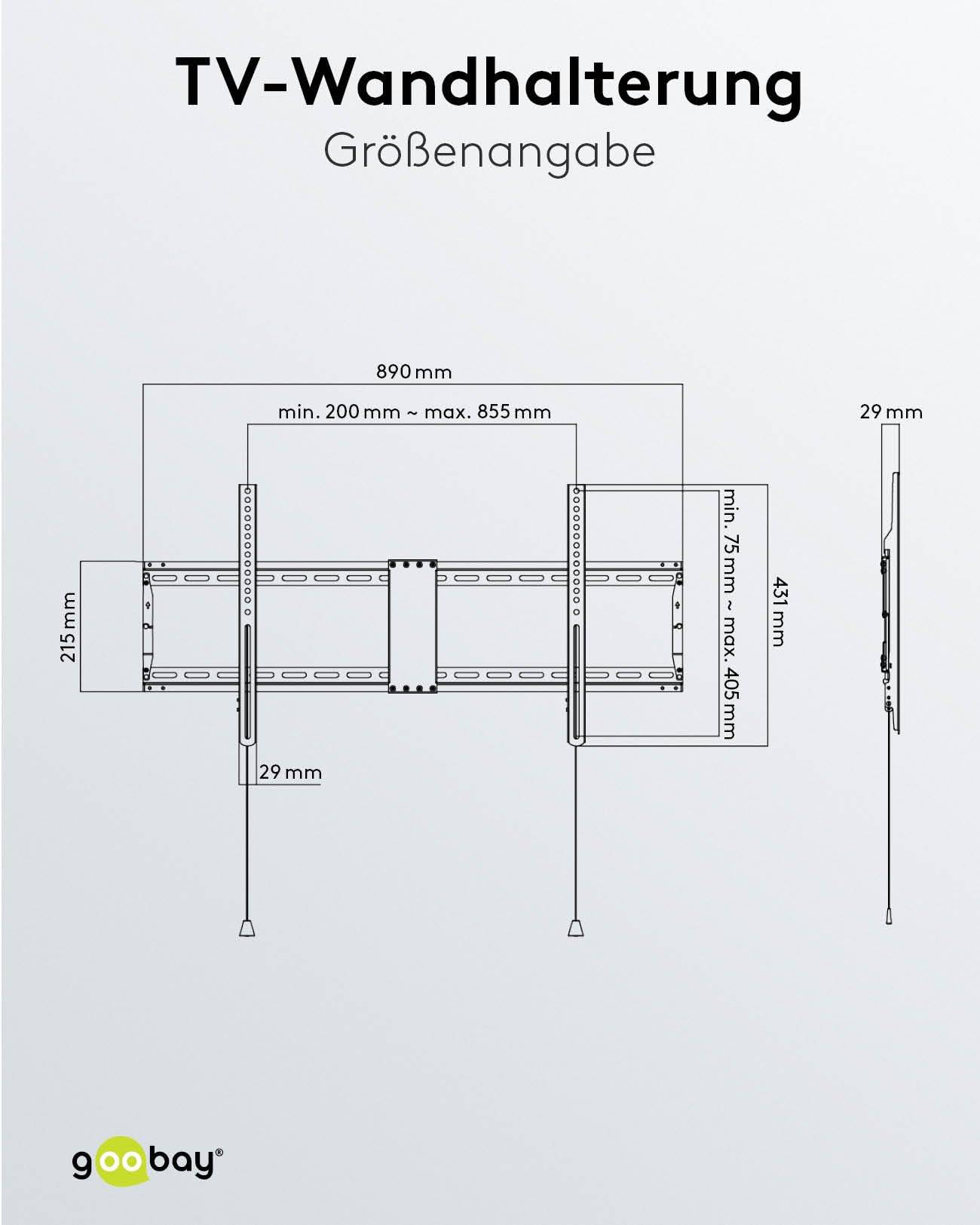 Goobay TV wall mount Basic FIXED (XL) - support pour téléviseurs de 43 à 100 pouces (109-254 cm) jusqu'à 75 kg-2