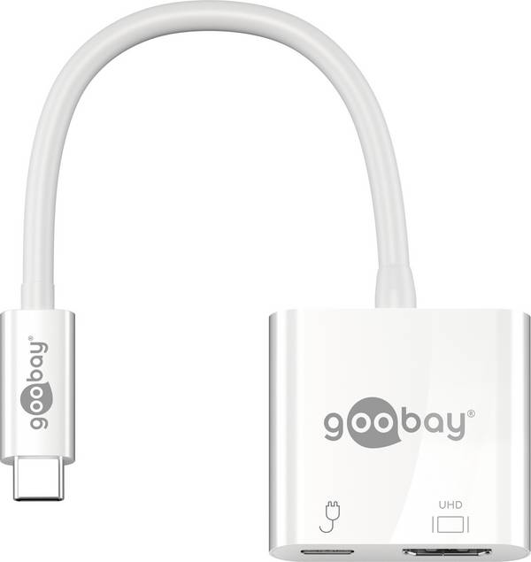 Adaptateur Goobay USB-C™ HDMI 4k60Hz, PD, blanc - ajoute une connexion HDMI™ à un appareil USB-C™
