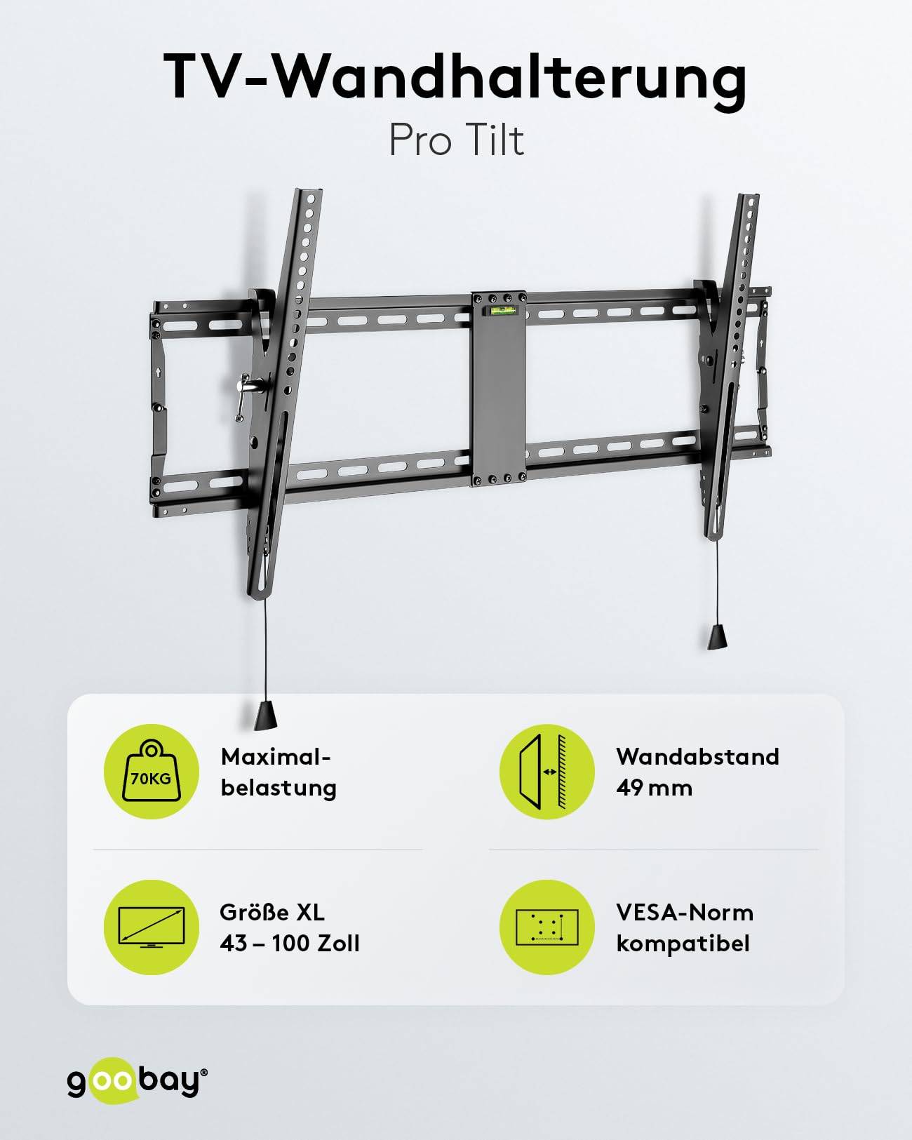 Support TV mural Goobay Pro TILT (XL) - support pour téléviseurs de 43 à 100 pouces (109-254 cm), inclinable jusqu'à...-1