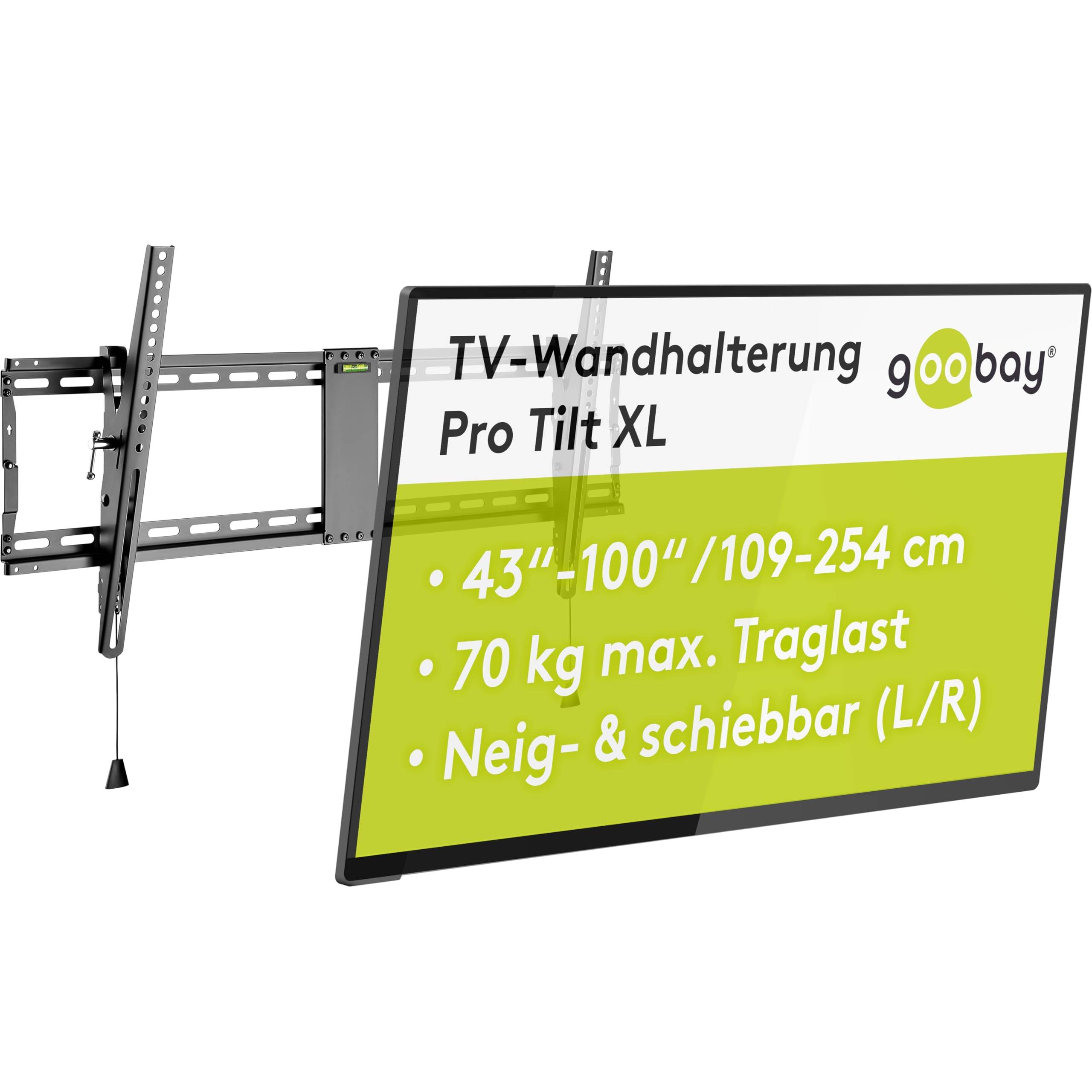 Support TV mural Goobay Pro TILT (XL) - support pour téléviseurs de 43 à 100 pouces (109-254 cm), inclinable jusqu'à...-3