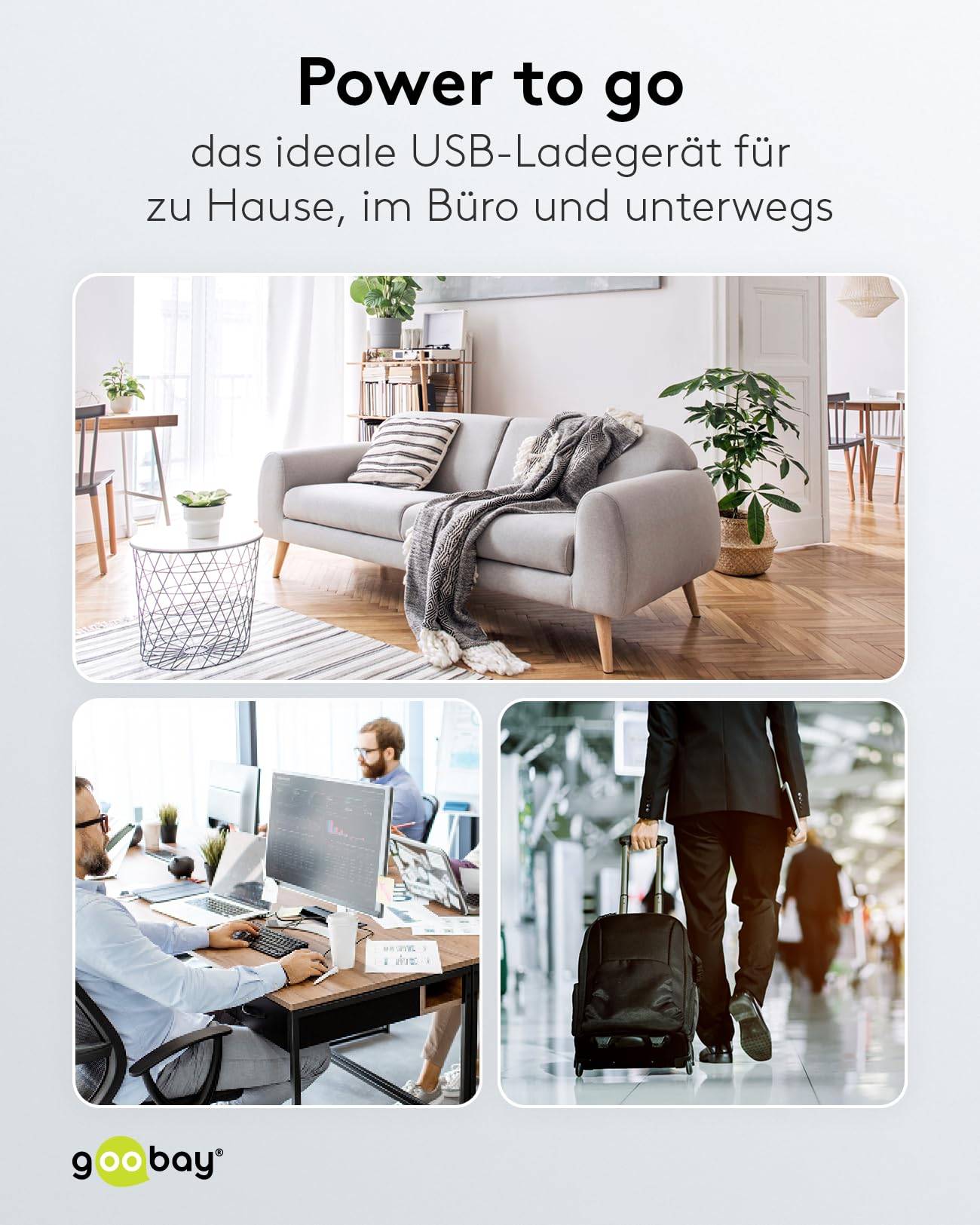 Chargeur USB Goobay (5W) noir - alimentation USB compacte avec connexion 1xUSB-5