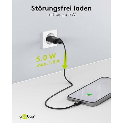 Chargeur USB Goobay (5W) noir - alimentation USB compacte avec connexion 1xUSB-2