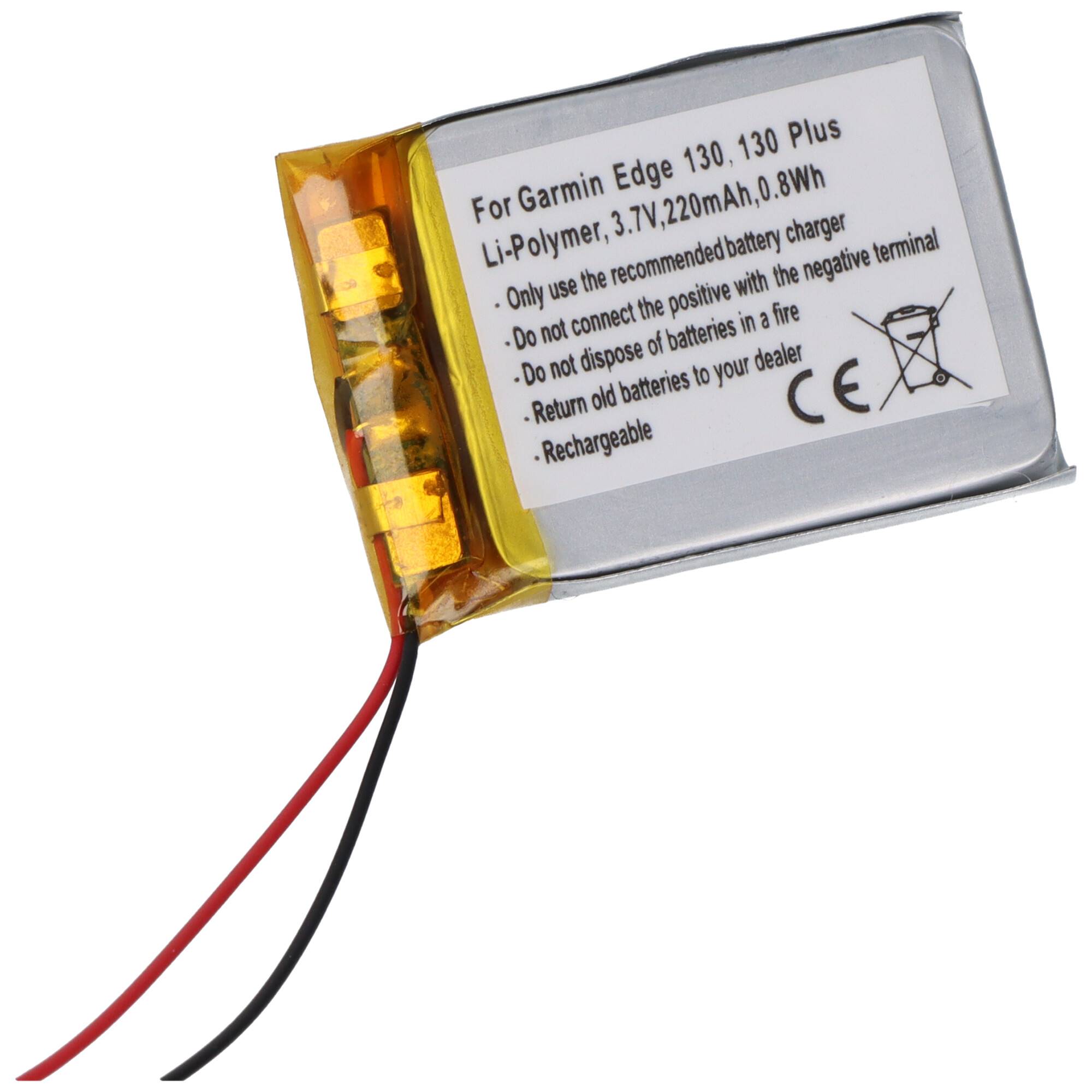 Batterie adaptée pour Garmin Edge 130, 130 Plus, Li-Polymère, 3,7V, 220mAh, 0,8Wh-2