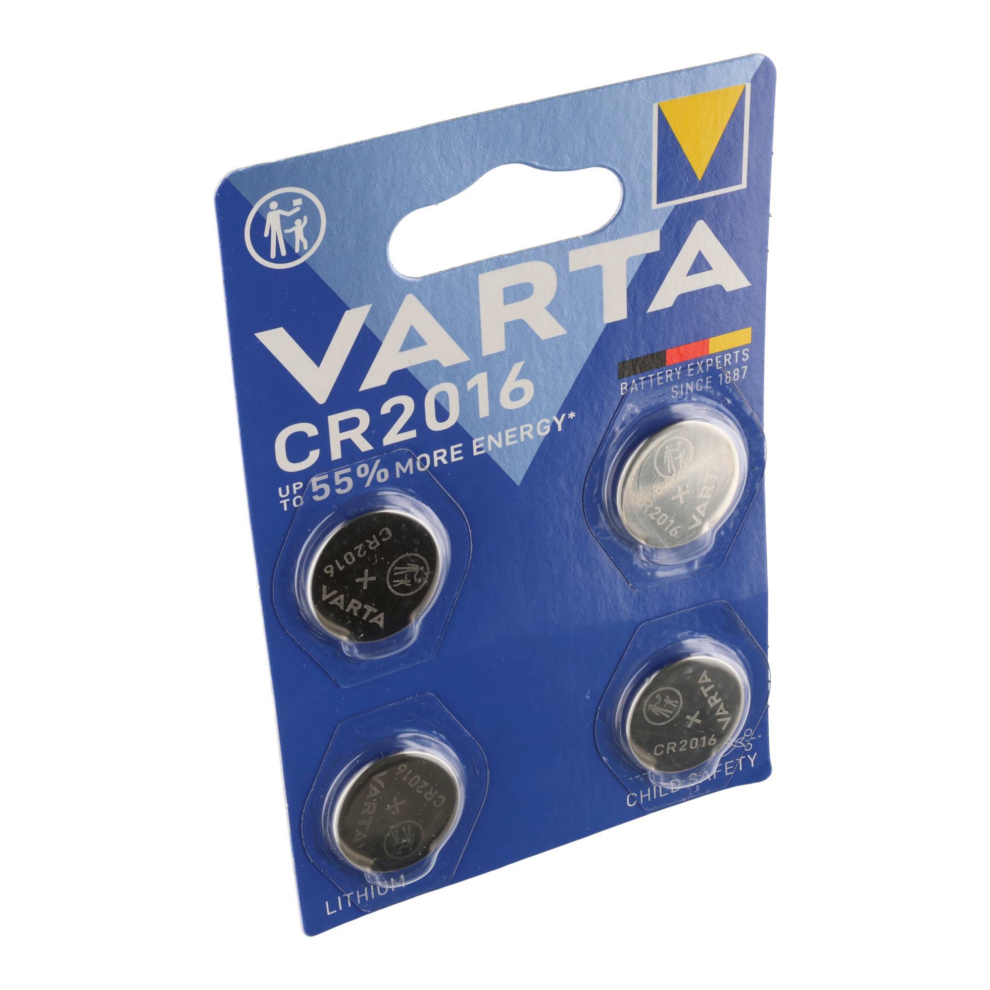 Pile Varta au lithium, pile bouton, CR2016, électronique 3 V, blister de vente au détail (paquet de 4)-0