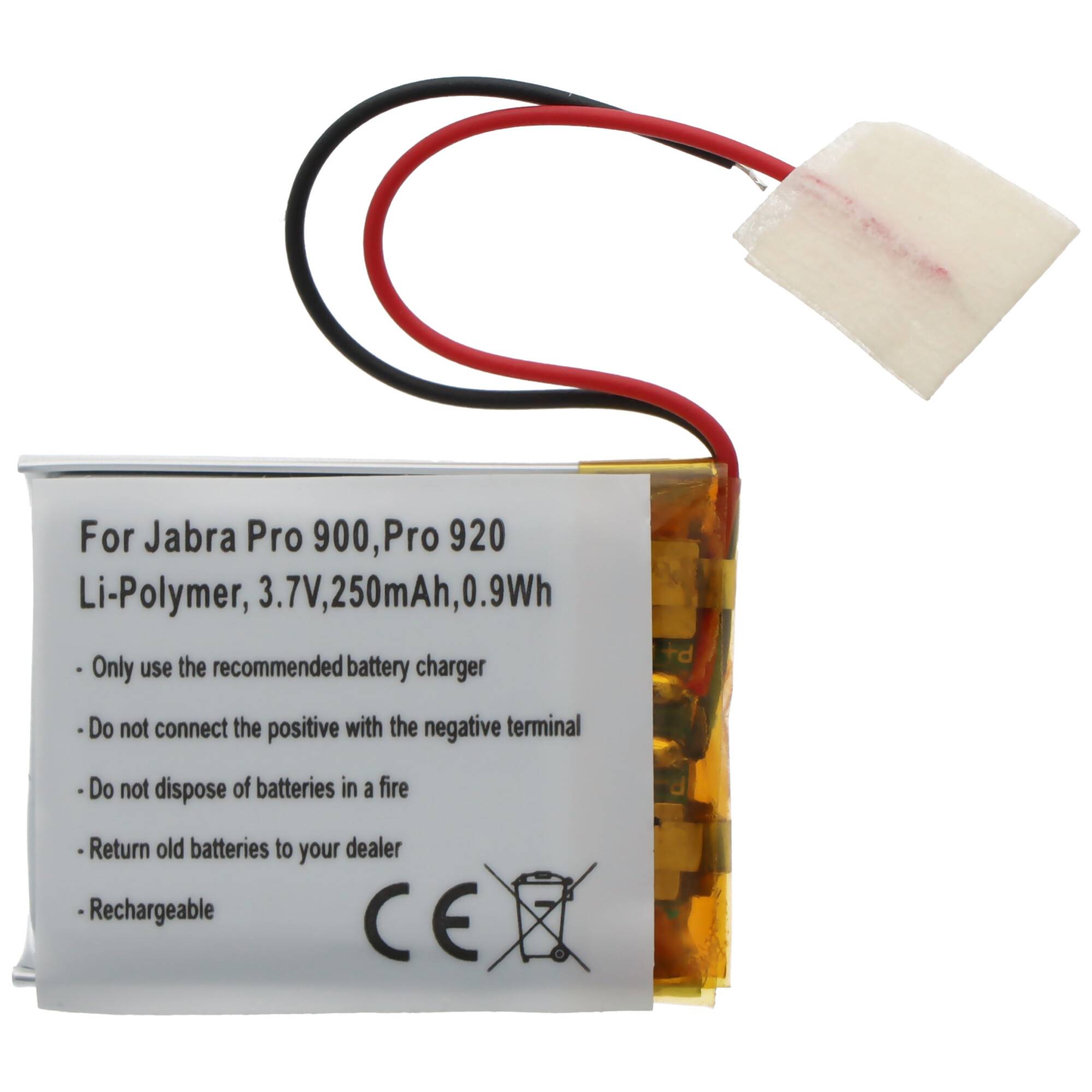 Batterie adaptée pour Jabra Pro 900, Pro 920, Li-Polymère, 3,7 V, 250 mAh, 0,9 Wh-4