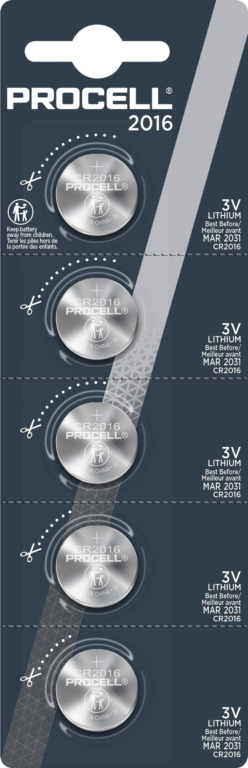 Batterie au lithium Duracell, pile bouton, CR2016, blister de vente au détail 3V (paquet de 5)-0