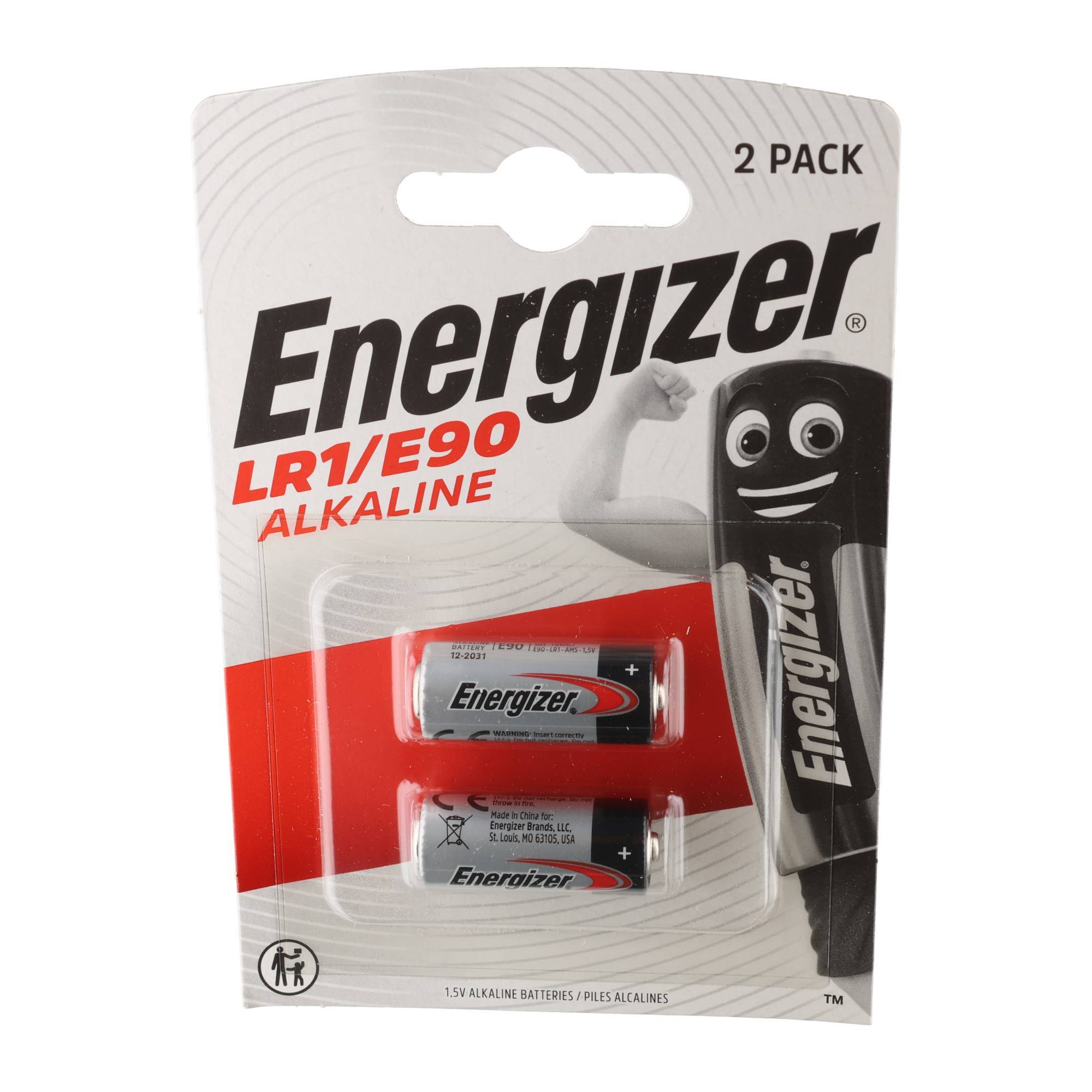 Piles alcalines Energizer, LR1, E90, 1,5 V, pour appareils électroniques, blister (lot de 2)-2