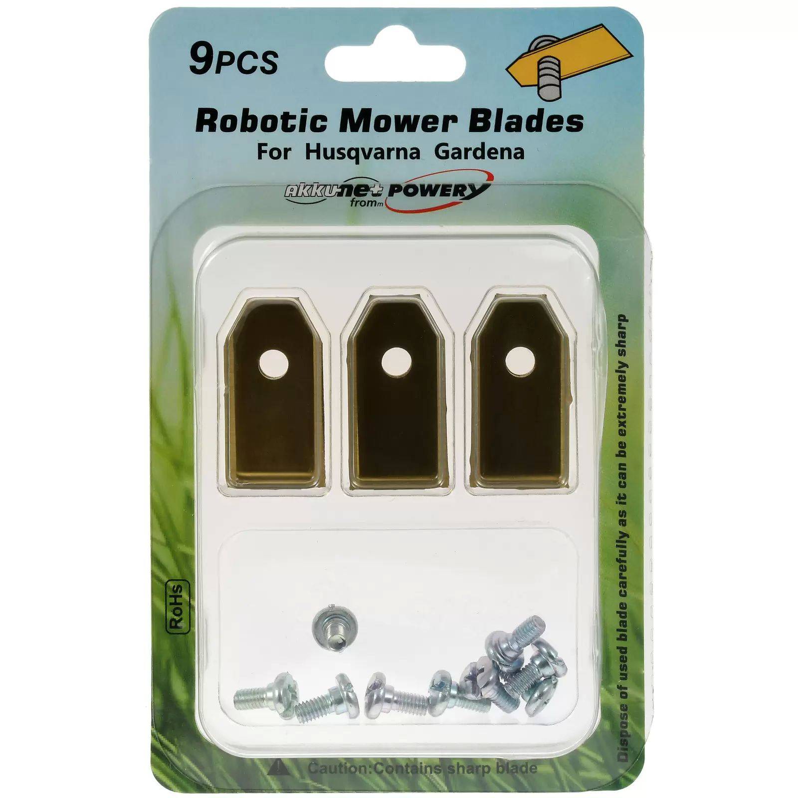 9x couteaux de rechange lames / lames de coupe en titane (0,75 mm) pour robot tondeuse Husqvarna, Gardena or-0