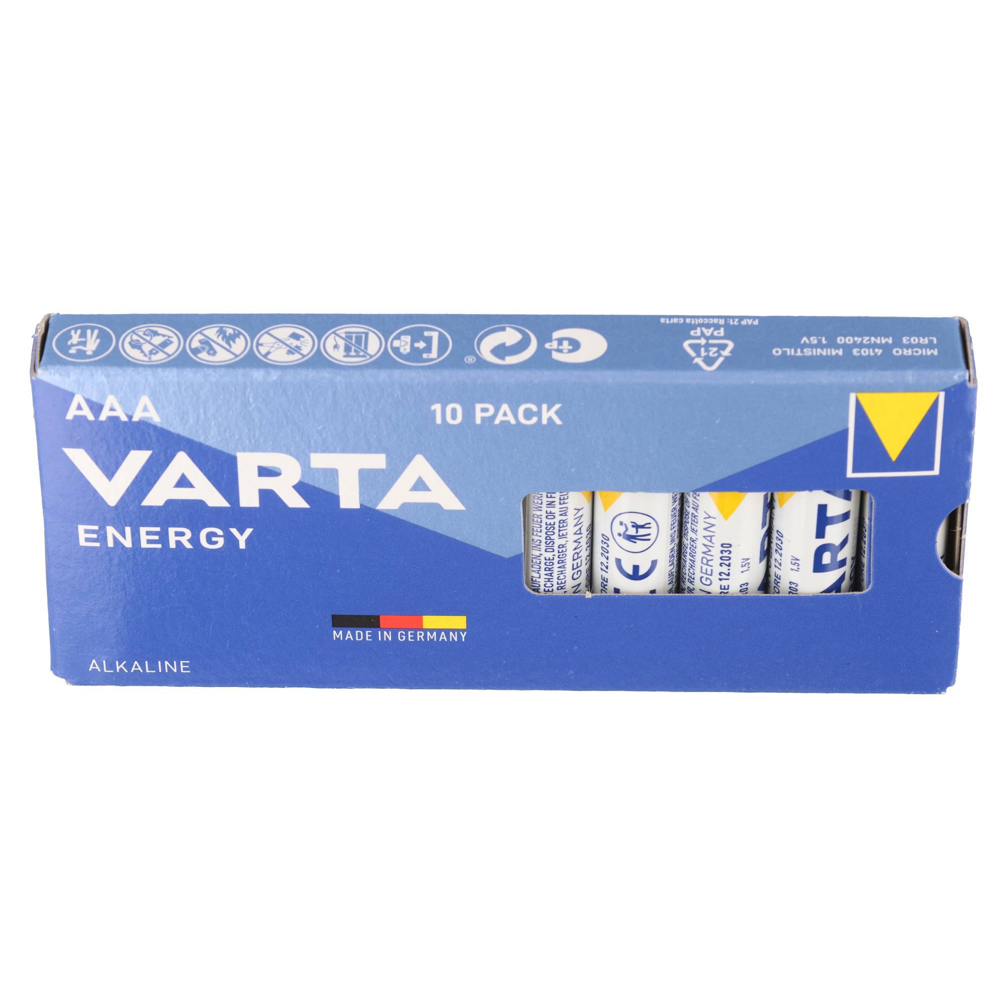 Lot de 10 piles alcalines Varta Energy, micro, AAA, LR03, 1,5 V-2