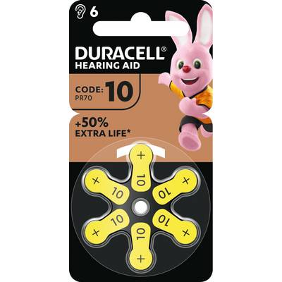 Pile Duracell Zinc Air, 10, 1,4 V, languette facile, blister de vente au détail (paquet de 6)-0