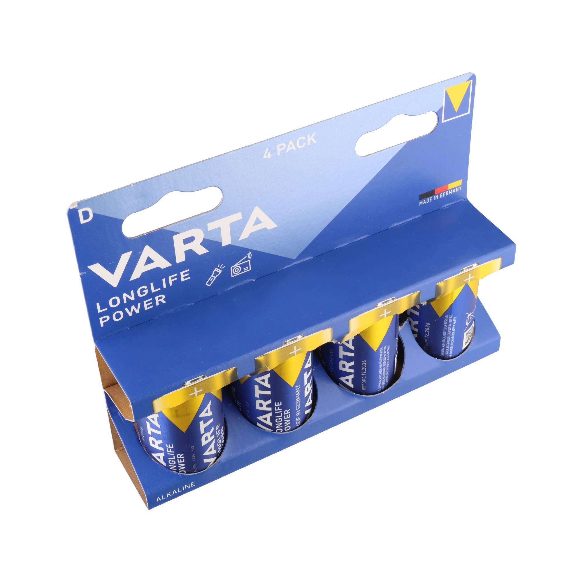 Piles alcalines Varta, mono, D, LR20, alimentation longue durée 1,5 V, blister de vente au détail (paquet de 4)-1