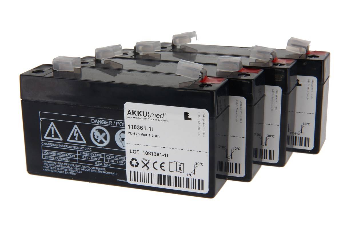 Insert de batterie au plomb AKKUmed adapté au lit patient Völker S960-2W - 24 V 1200 mAh 97x96x51 mm (4,8 mm Faston)-0