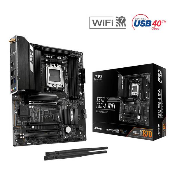 Asrock X870 Pro-A WiFi, AMD, Emplacement AM5, AMD Ryzen 6000 Series, AMD Ryzen 7000 Series, AMD Ryzen 8000 Series, AMD R