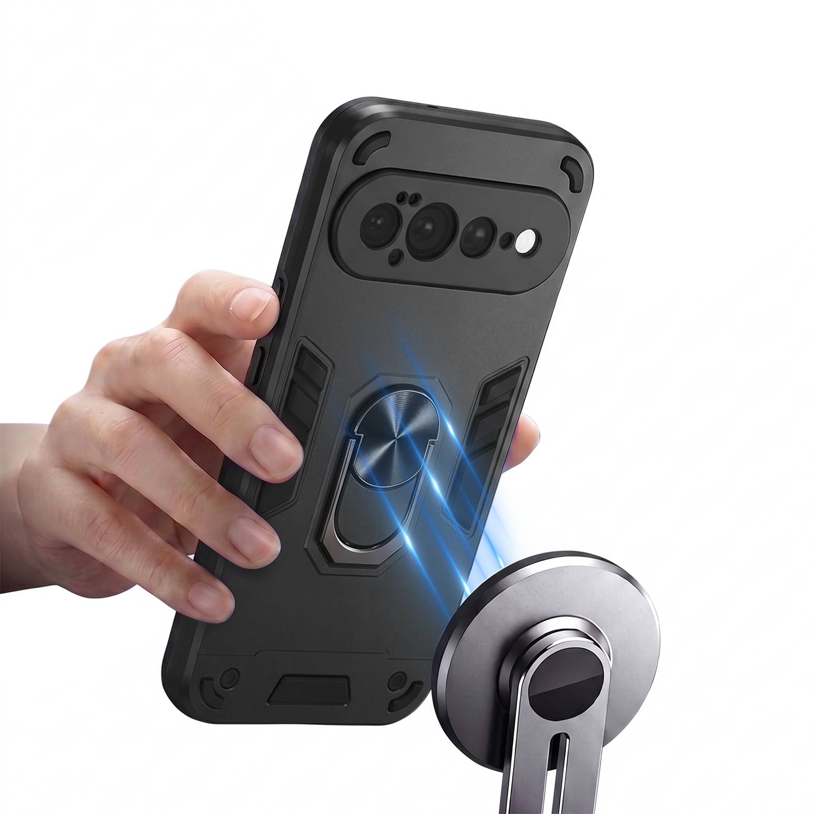 Coque pour Google Pixel 11 Pro XL Antichoc avec Bague et Cache Caméra-3