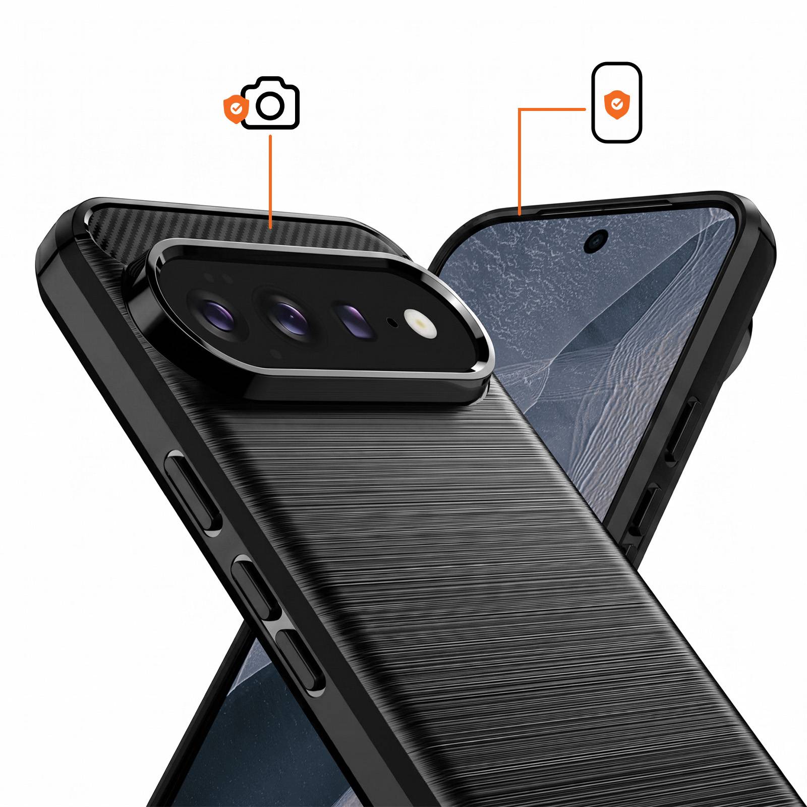 Coque pour Google Pixel 11 Pro XL Effet Métal Brossé avec Contour Caméra-2