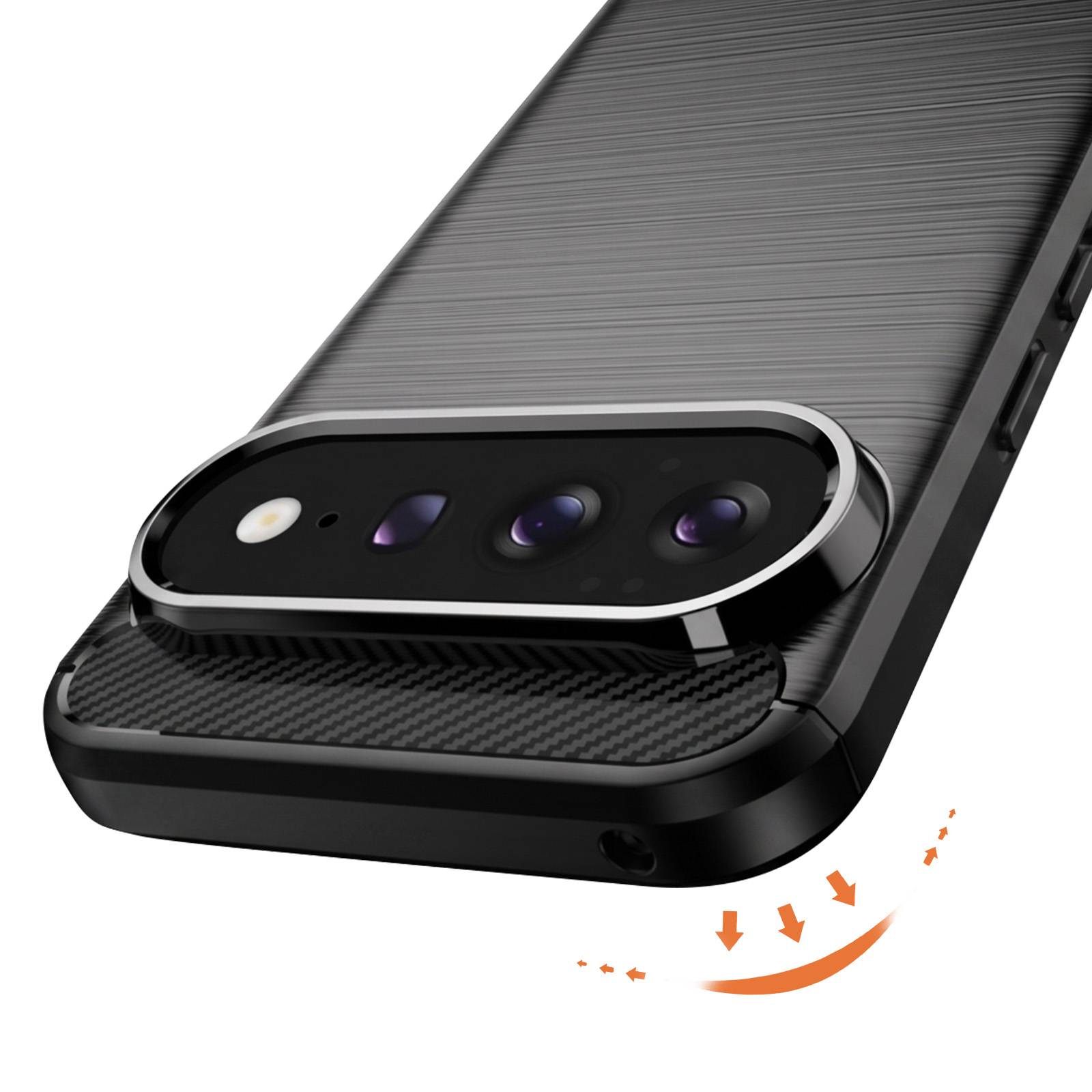 Coque pour Google Pixel 11 Pro XL Effet Métal Brossé avec Contour Caméra-3