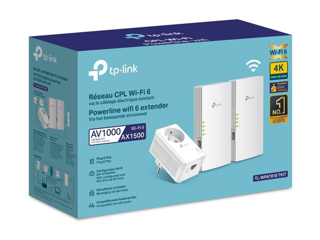 TP-LINK Kit de 3 adaptateurs CPL AV1000 AX1500 Wi-Fi 6 Conforme à la norme Homeplug AV2 Offre aux utilisateurs des débit-0