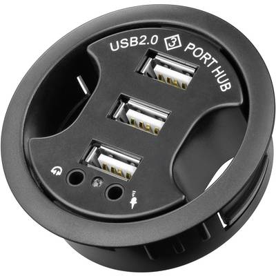 Hub à encastrer 3 ports USB 2.0 + connecteurs femelles audio