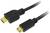 Un câble HDMI avec une fiche HDMI à une extrémité et une fiche Micro-HDMI à l'autre, utilisé pour la transmission audio et vidéo.