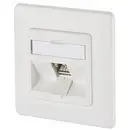 Prise réseau encastré insert avec plaque centrale et châssis CAT 6a 1 port Metz Connect 130B12D11002-E blanc pur