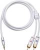 Câble audio Oehlbach 60005 [2x Cinch-RCA mâle - 1x Jack mâle 3.5 mm] 5.00 m blanc contacts dorés