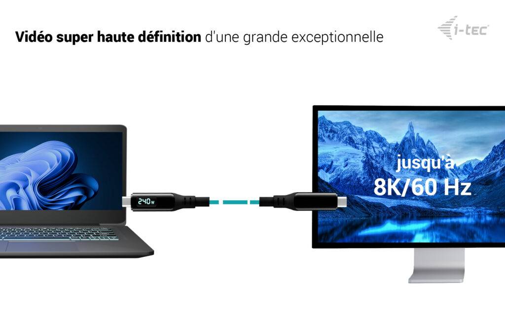 I-TEC Thunderbolt 4/USB4 Class Pro Cable 240W with LCD 40 Gbps 150 cm-2