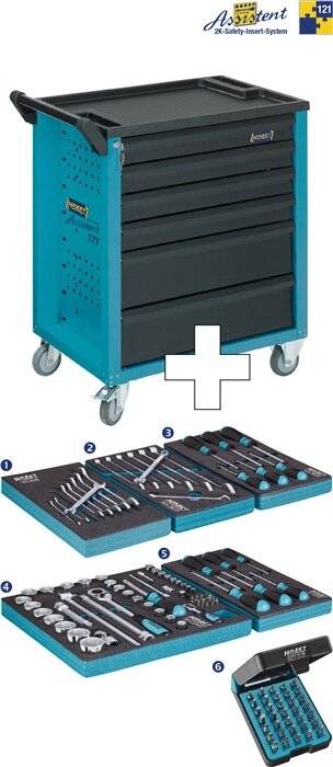 Servante d'atelier Assistent 177-6 avec un assortiment de 121 outils Hazet 177-6/121 1 pc(s)-1