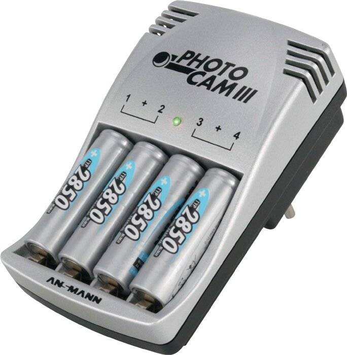 Chargeur de piles rondes NiCd, NiMH avec accus Ansmann Photocam III-3