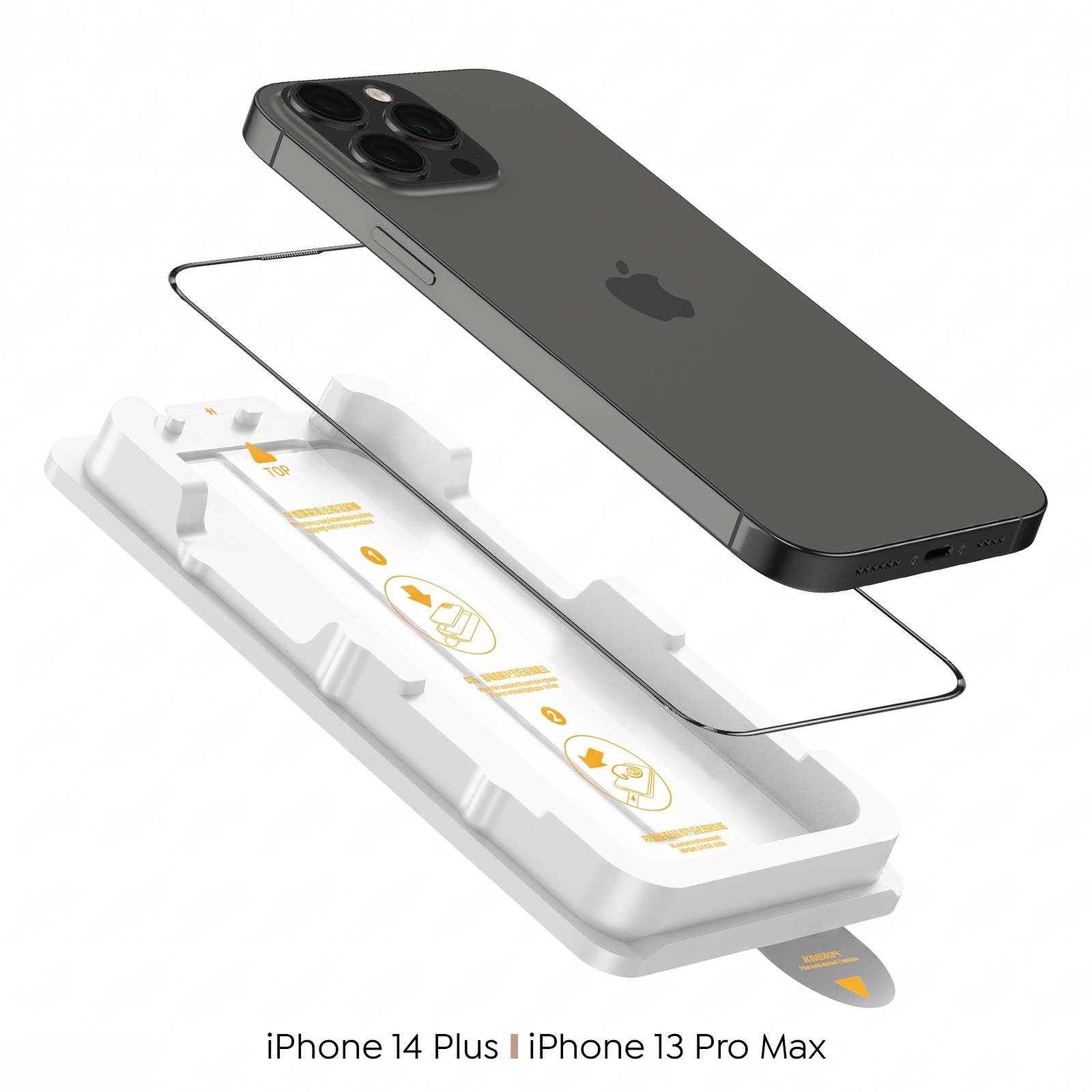Verre Trempé pour iPhone 14 Plus / 13 Pro Max Antichoc avec Kit de Pose Magic Box-2