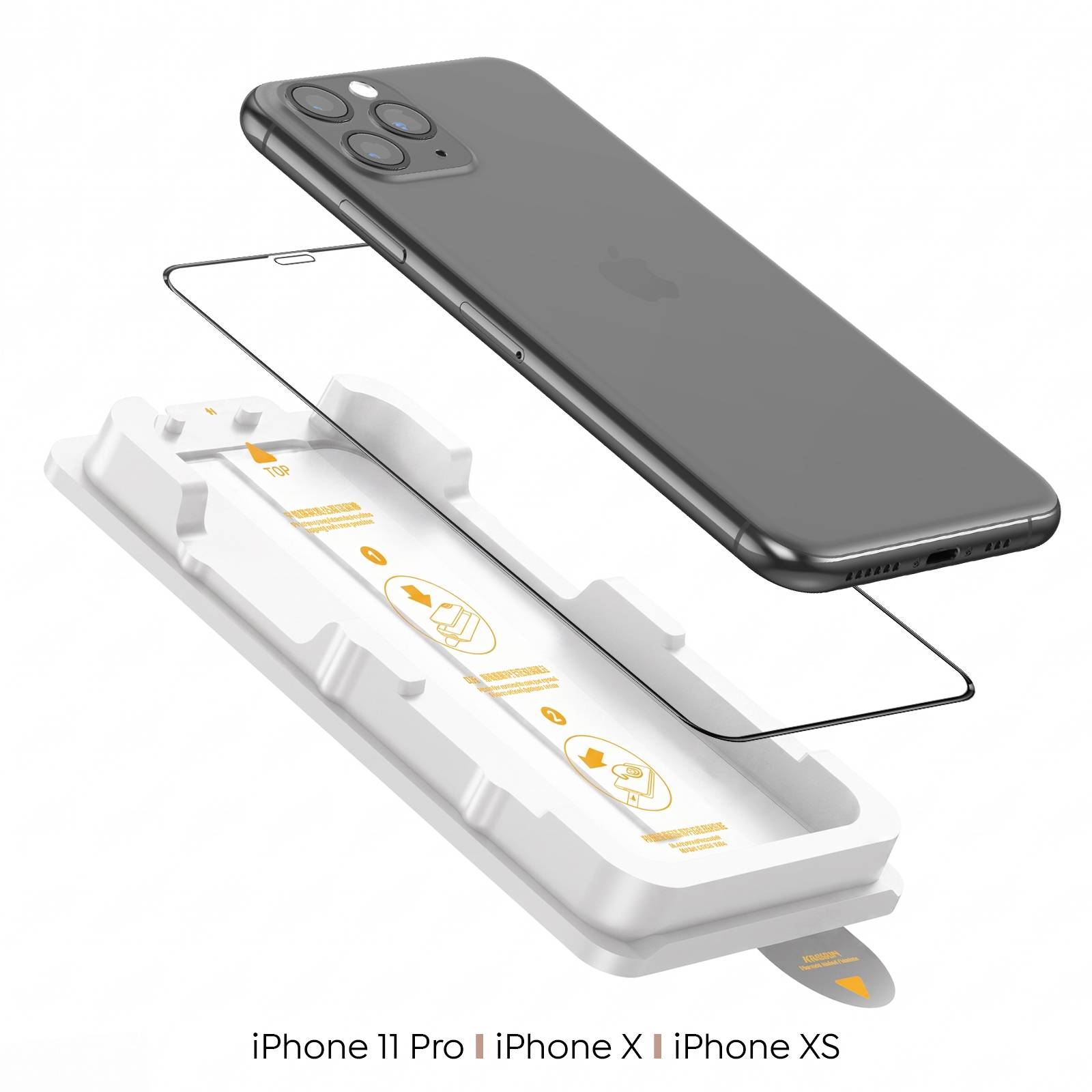 Verre Trempé pour iPhone 11 Pro / X / XS Antichoc avec Kit de Pose Magic Box-2