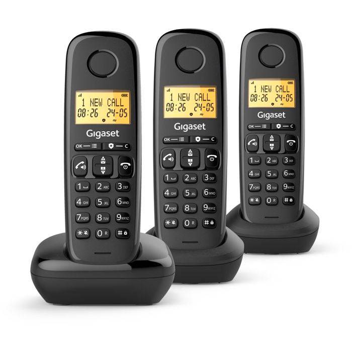 Téléphone Sans Fil Noir Gigaset BASIC100TRIONOIR-0