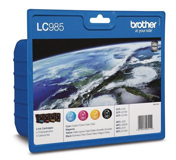 Brother Encre LC-985 d'origine pack bundle noir, cyan, magenta, jaune LC985VALBPDR-3