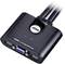 Un commutateur KVM USB à 2 ports ATEN noir avec câbles. Deux ports USB et un port VGA sont visibles. Numéro de modèle : CS22U.